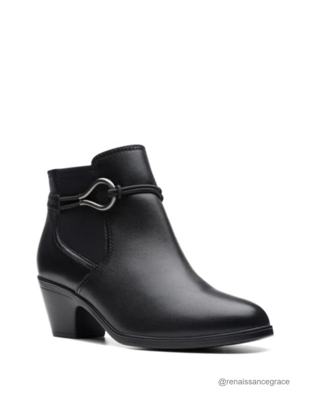 Clarks Women's Ankle Boots Bootie Faux Leather Block Heel Zip
